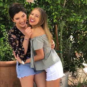 Off the shoulder Pinstripe top